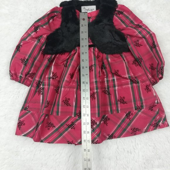 Pippa and Julie Girls Dress Christmas Plaid Red Green Vest Size 2T‎ New - Picture 3 of 10